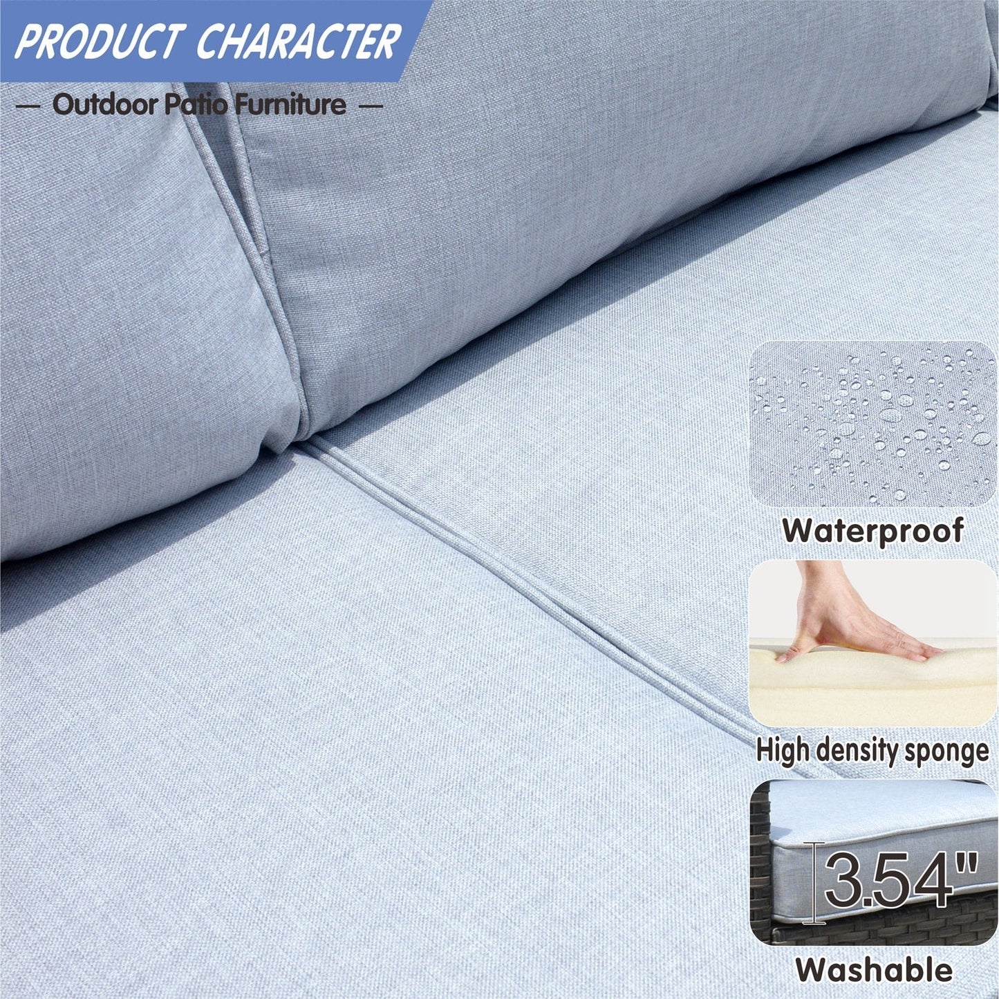 OVIOS Ensemble de meubles de jardin en osier pour extérieur, 5 pièces, avec dossier haut.