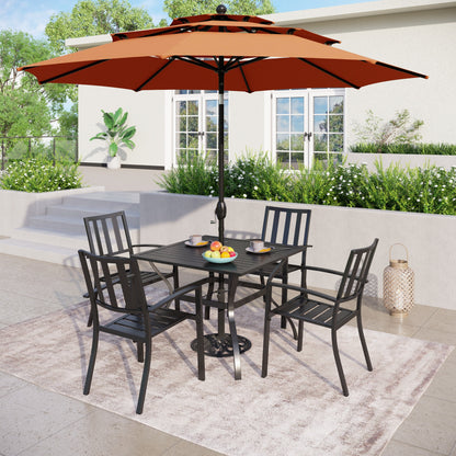 MAISON ARTS Parasol de jardin inclinable automatique à 3 niveaux de 3 mètres avec lumières LED et double ventilation