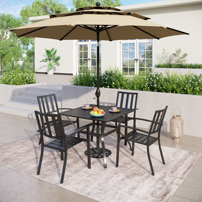 MAISON ARTS Parasol de jardin inclinable automatique à 3 niveaux de 3 mètres avec lumières LED et double ventilation