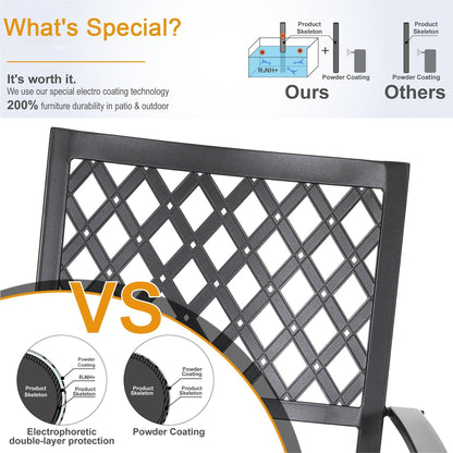 Ensemble de repas de patio MAISON ARTS 6 pièces avec parasol inclinable automatique à 3 niveaux de 10 pieds : 4 chaises de jardin en métal, 1 table de salle à manger carrée en métal