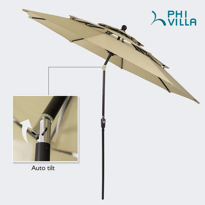 Ensemble de repas de patio MAISON ARTS 6 pièces avec parasol inclinable automatique à 3 niveaux de 10 pieds : 4 chaises de jardin en métal, 1 table de salle à manger carrée en métal