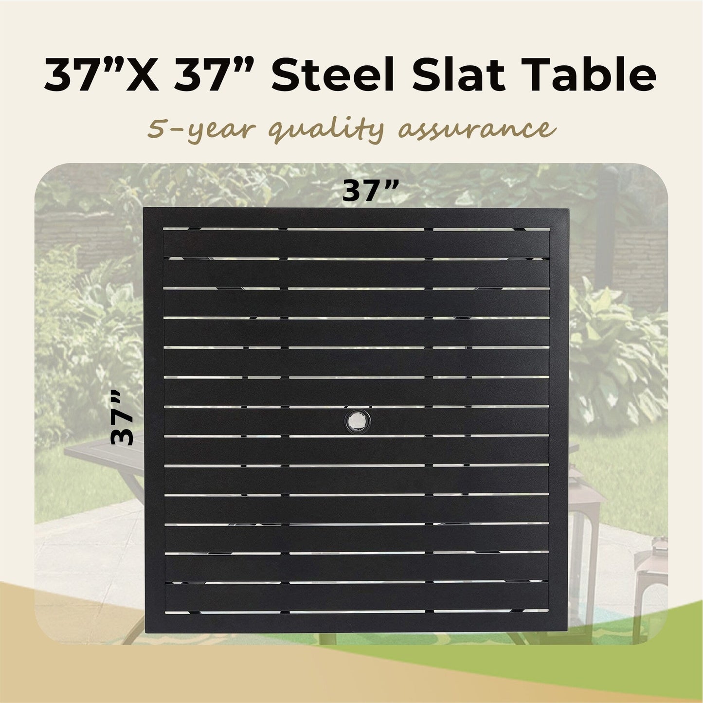 Ensemble de repas de patio MAISON ARTS 6 pièces avec parasol inclinable automatique à 3 niveaux de 10 pieds : 4 chaises de jardin en métal, 1 table de salle à manger carrée en métal