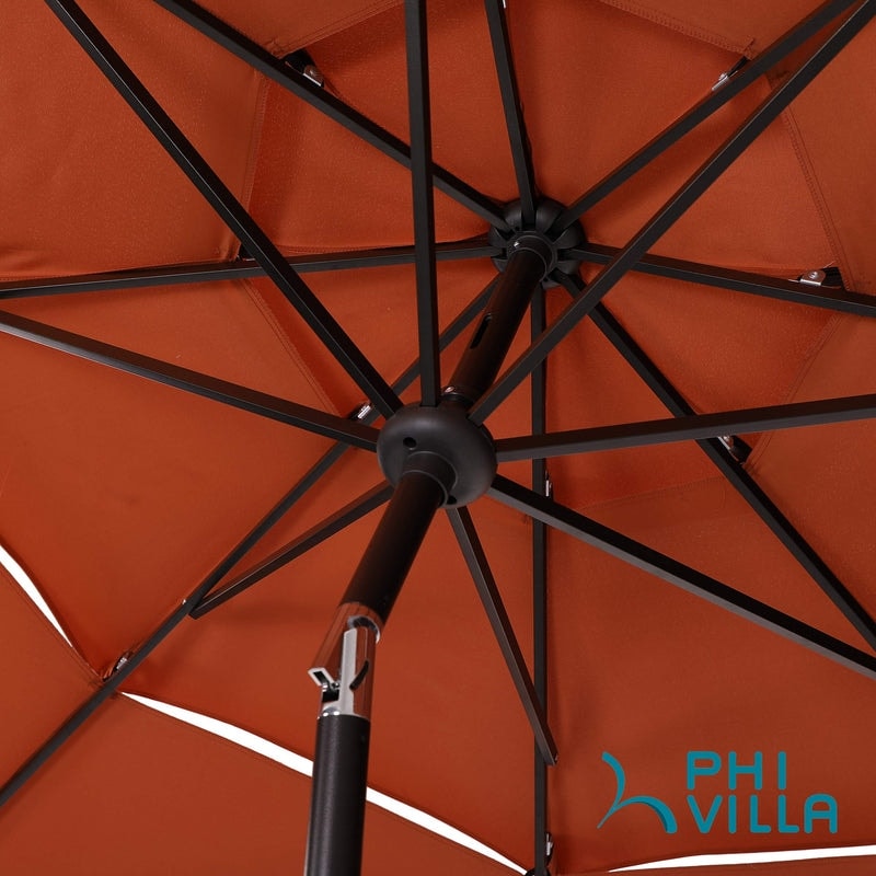 Ensemble de repas de patio MAISON ARTS 6 pièces avec parasol inclinable automatique à 3 niveaux de 10 pieds : 4 chaises de jardin en métal, 1 table de salle à manger carrée en métal