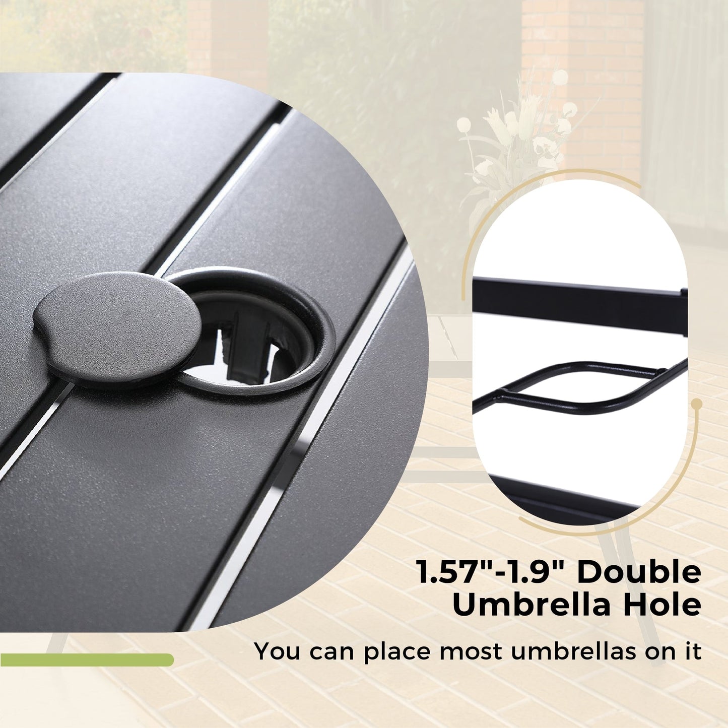 Ensemble de repas de patio MAISON ARTS 6 pièces avec parasol inclinable automatique à 3 niveaux de 10 pieds : 4 chaises de jardin en métal, 1 table de salle à manger carrée en métal