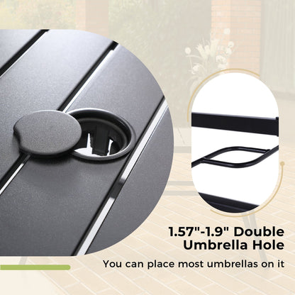 Ensemble de repas de patio MAISON ARTS 6 pièces avec parasol inclinable automatique à 3 niveaux de 10 pieds : 4 chaises de jardin en métal, 1 table de salle à manger carrée en métal