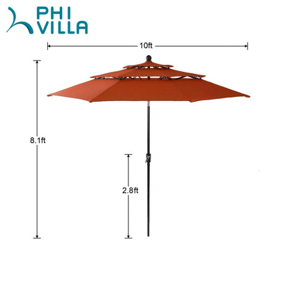 Ensemble de repas de patio MAISON ARTS 6 pièces avec parasol inclinable automatique à 3 niveaux de 10 pieds : 4 chaises de jardin en métal, 1 table de salle à manger carrée en métal
