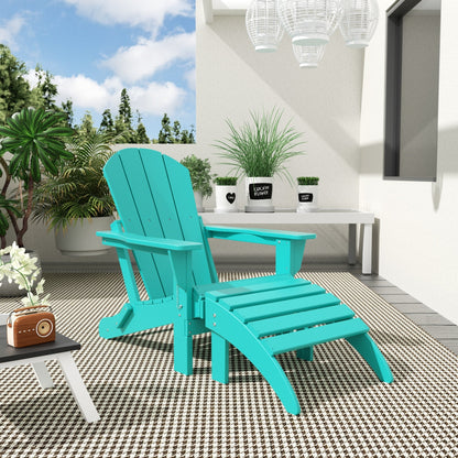 Chaise de jardin pliante Adirondack Polytrends Laguna en HDPE, résistante aux intempéries, avec pouf (ensemble 2 pièces)