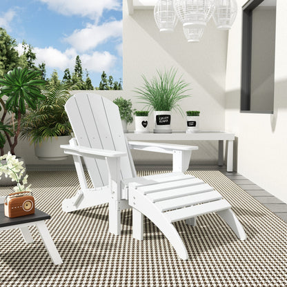 Chaise de jardin pliante Adirondack Polytrends Laguna en HDPE, résistante aux intempéries, avec pouf (ensemble 2 pièces)