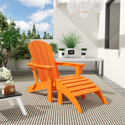 Chaise de jardin pliante Adirondack Polytrends Laguna en HDPE, résistante aux intempéries, avec pouf (ensemble 2 pièces)