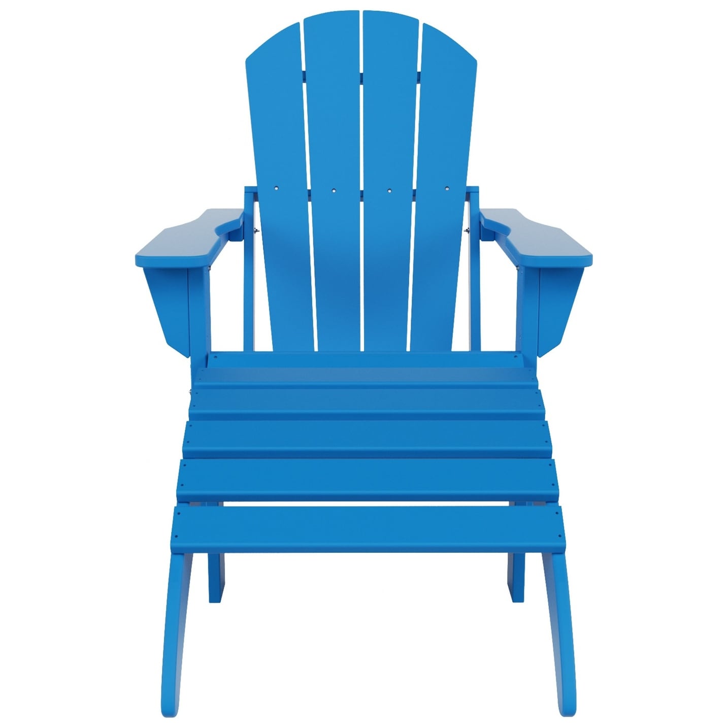 Chaise de jardin pliante Adirondack Polytrends Laguna en HDPE, résistante aux intempéries, avec pouf (ensemble 2 pièces)