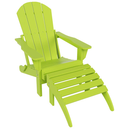 Chaise de jardin pliante Adirondack Polytrends Laguna en HDPE, résistante aux intempéries, avec pouf (ensemble 2 pièces)