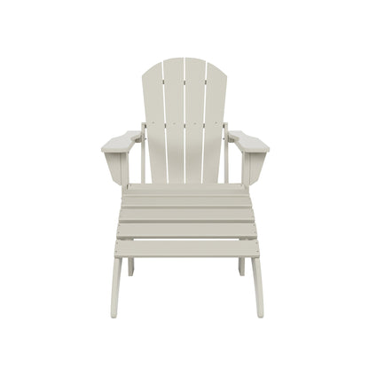 Chaise de jardin pliante Adirondack Polytrends Laguna en HDPE, résistante aux intempéries, avec pouf (ensemble 2 pièces)