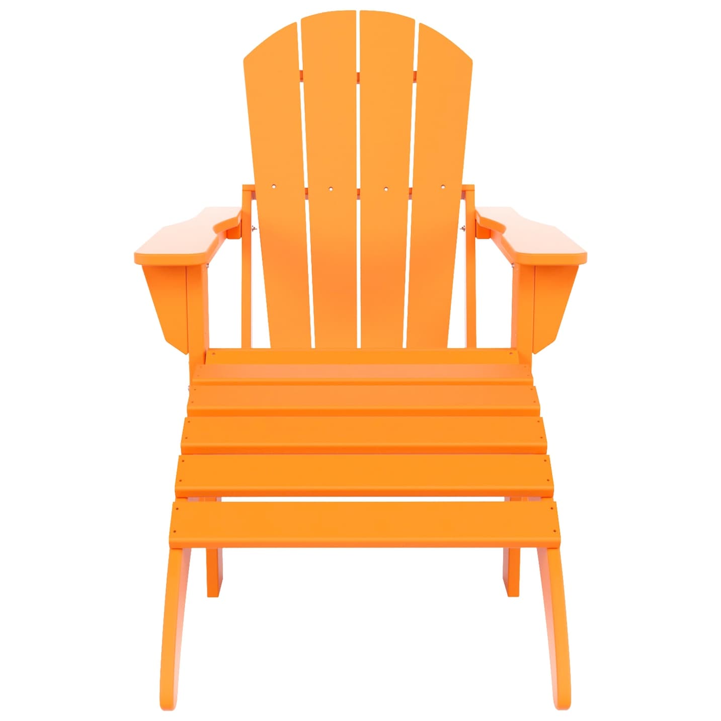 Chaise de jardin pliante Adirondack Polytrends Laguna en HDPE, résistante aux intempéries, avec pouf (ensemble 2 pièces)