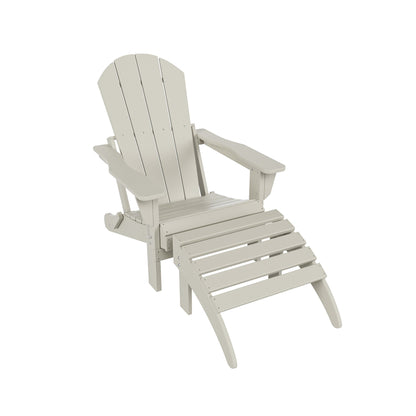 Chaise de jardin pliante Adirondack Polytrends Laguna en HDPE, résistante aux intempéries, avec pouf (ensemble 2 pièces)