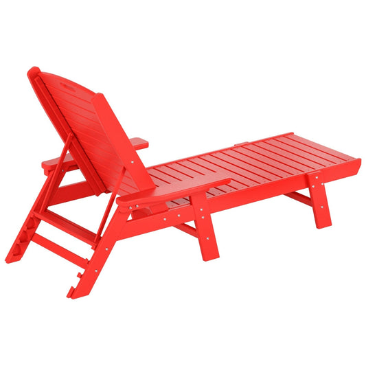 Polytrends Laguna, ensemble de 3 chaises longues inclinables de jardin en polyéthylène haute densité (HDPE), pour extérieur, piscine et patio, avec table d'appoint carrée.