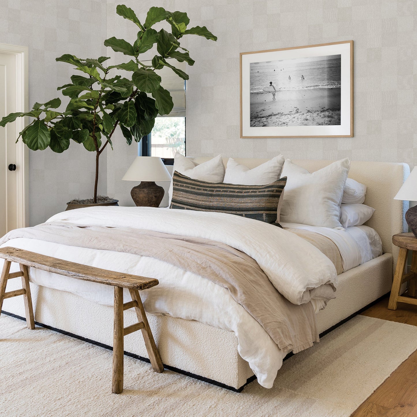 Papier peint à carreaux texturé