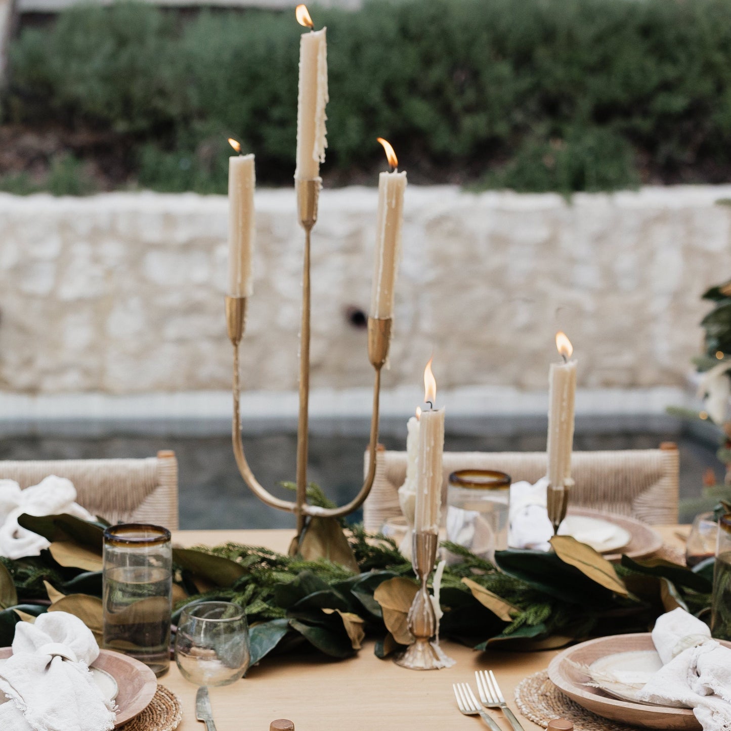 Bougies coniques plissées Lynn, lin