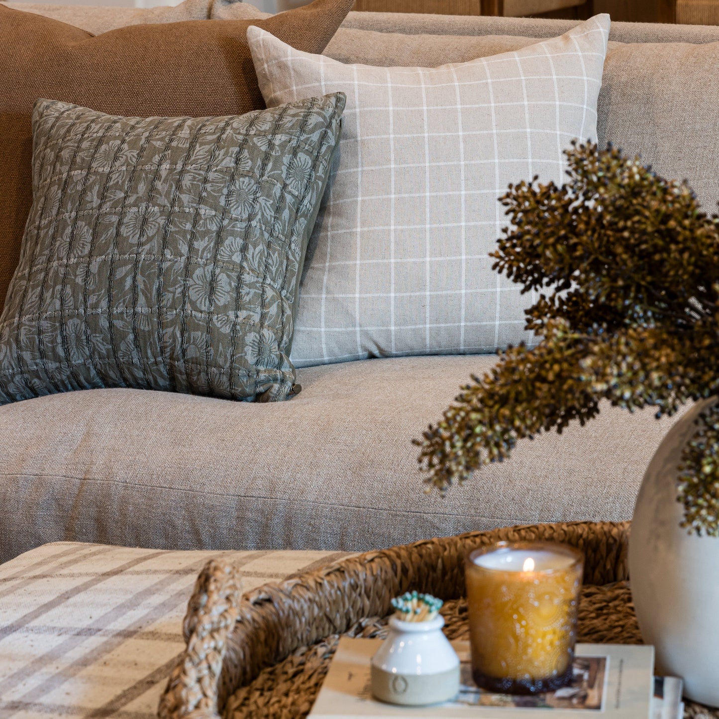 Coussin Stoffer - Vert / Gris