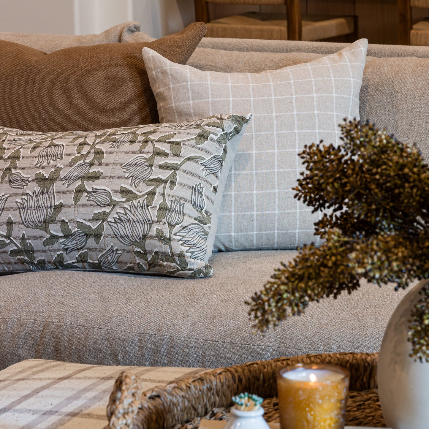 Coussin Stoffer - Naturel / Sauge