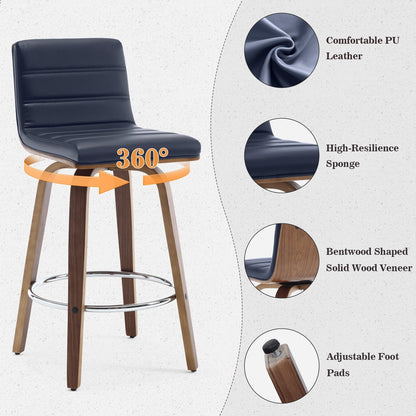 Tabourets de bar/hauts-sièges pivotants en simili cuir 26/29, lot de 2/3