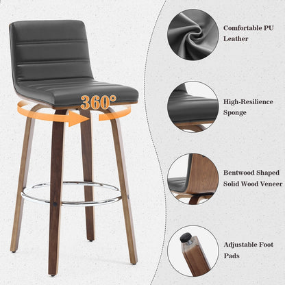 Tabourets de bar/hauts-sièges pivotants en simili cuir 26/29, lot de 2/3