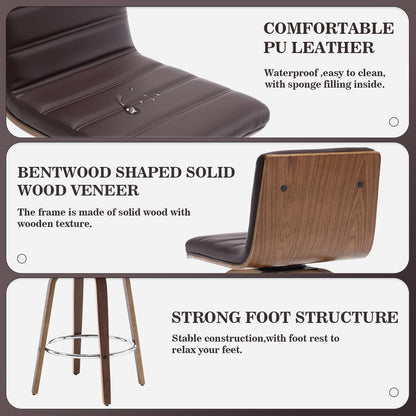 Tabourets de bar/hauts-sièges pivotants en simili cuir 26/29, lot de 2/3