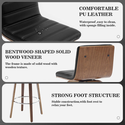 Tabourets de bar/hauts-sièges pivotants en simili cuir 26/29, lot de 2/3