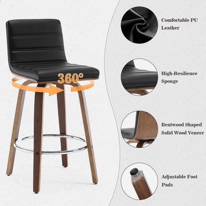 Tabourets de bar/hauts-sièges pivotants en simili cuir 26/29, lot de 2/3