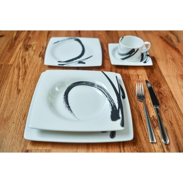 Assiettes de dîner carrées "Paint It Black" (lot de 6)