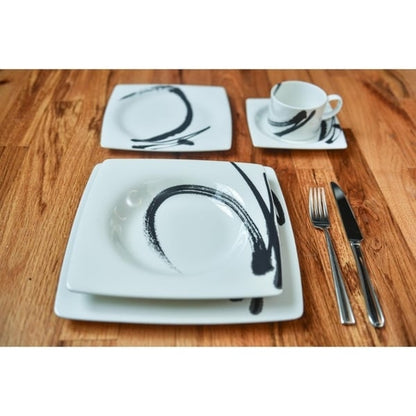 Assiettes de dîner carrées "Paint It Black" (lot de 6)
