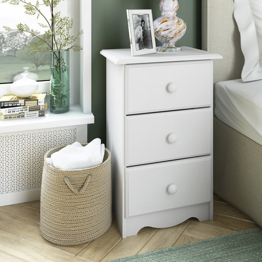 Palace Imports Table de chevet 3 tiroirs en bois massif 100 % avec poignées en métal ou en bois