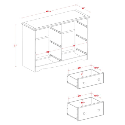 Palace Imports - Meuble de rangement à 6 tiroirs en bois massif 100%