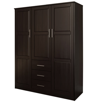 Palace Imports Armoire Cosmo 3 portes en bois massif avec portes en bois massif ou en miroir
