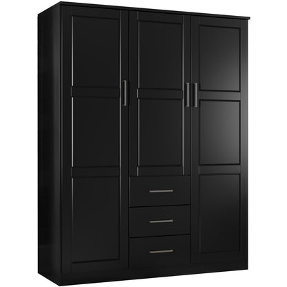 Palace Imports Armoire Cosmo 3 portes en bois massif avec portes en bois massif ou en miroir