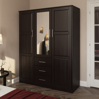Palace Imports Armoire Cosmo 3 portes en bois massif avec portes en bois massif ou en miroir