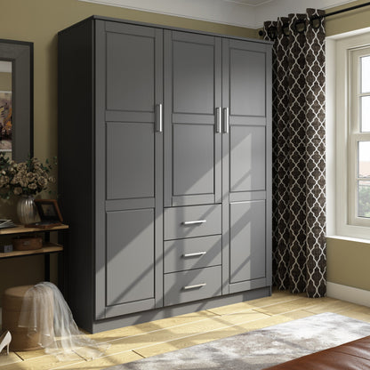 Palace Imports Armoire Cosmo 3 portes en bois massif avec portes en bois massif ou en miroir