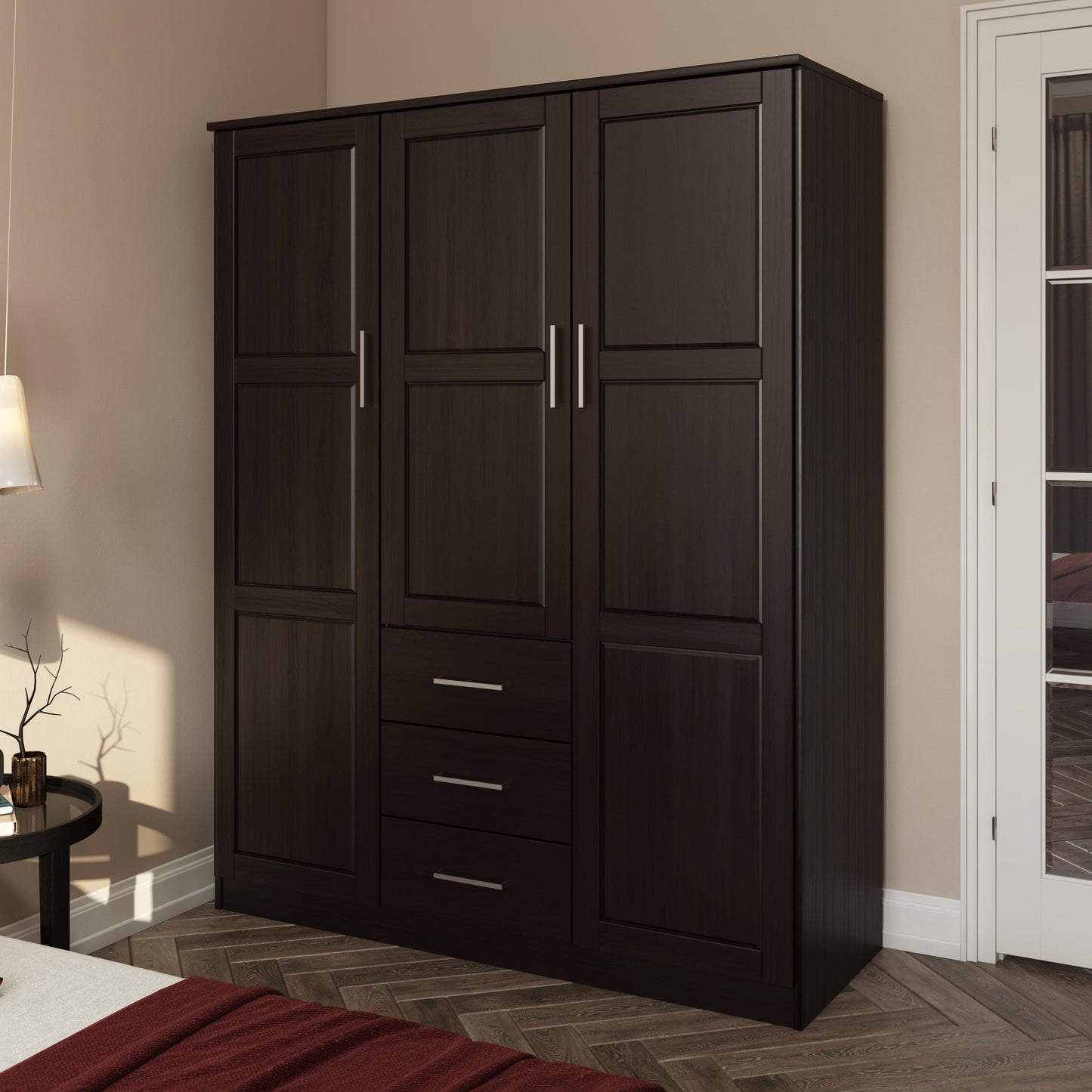 Palace Imports Armoire Cosmo 3 portes en bois massif avec portes en bois massif ou en miroir