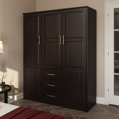 Palace Imports Armoire Cosmo 3 portes en bois massif avec portes en bois massif ou en miroir