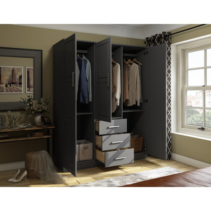 Palace Imports Armoire Cosmo 3 portes en bois massif avec portes en bois massif ou en miroir