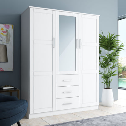 Palace Imports Armoire Cosmo 3 portes en bois massif avec portes en bois massif ou en miroir
