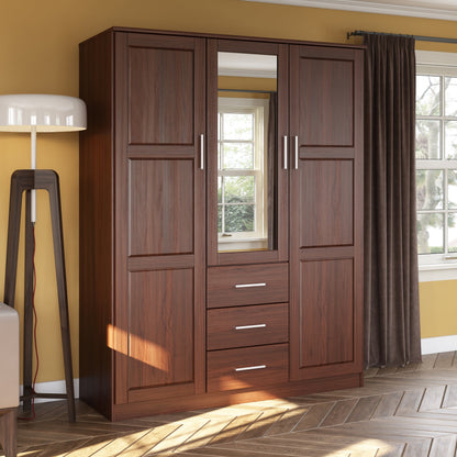Palace Imports Armoire Cosmo 3 portes en bois massif avec portes en bois massif ou en miroir