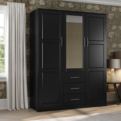 Palace Imports Armoire Cosmo 3 portes en bois massif avec portes en bois massif ou en miroir