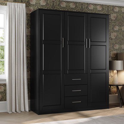 Palace Imports Armoire Cosmo 3 portes en bois massif avec portes en bois massif ou en miroir