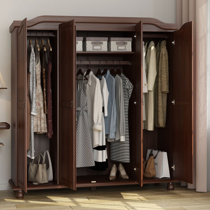 Palace Imports Armoire Kyle 4 portes en bois massif avec portes en bois massif ou en miroir