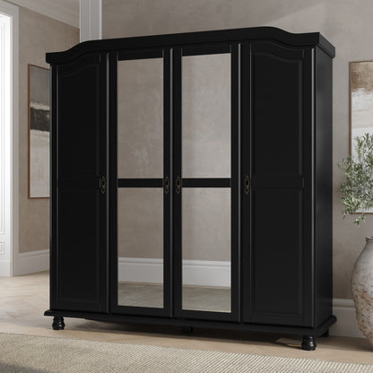 Palace Imports Armoire Kyle 4 portes en bois massif avec portes en bois massif ou en miroir