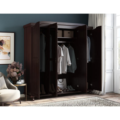 Palace Imports Armoire Kyle 4 portes en bois massif avec portes en bois massif ou en miroir