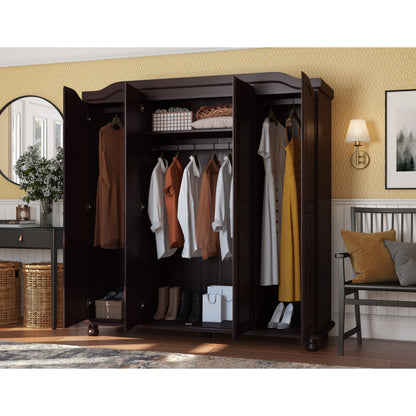 Palace Imports Armoire Kyle 4 portes en bois massif avec portes en bois massif ou en miroir