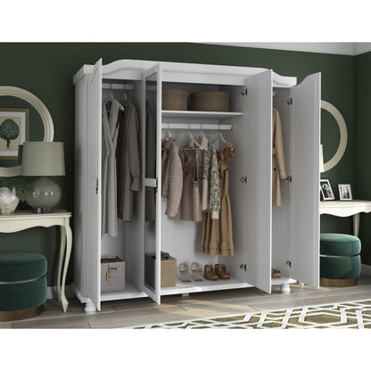 Palace Imports Armoire Kyle 4 portes en bois massif avec portes en bois massif ou en miroir
