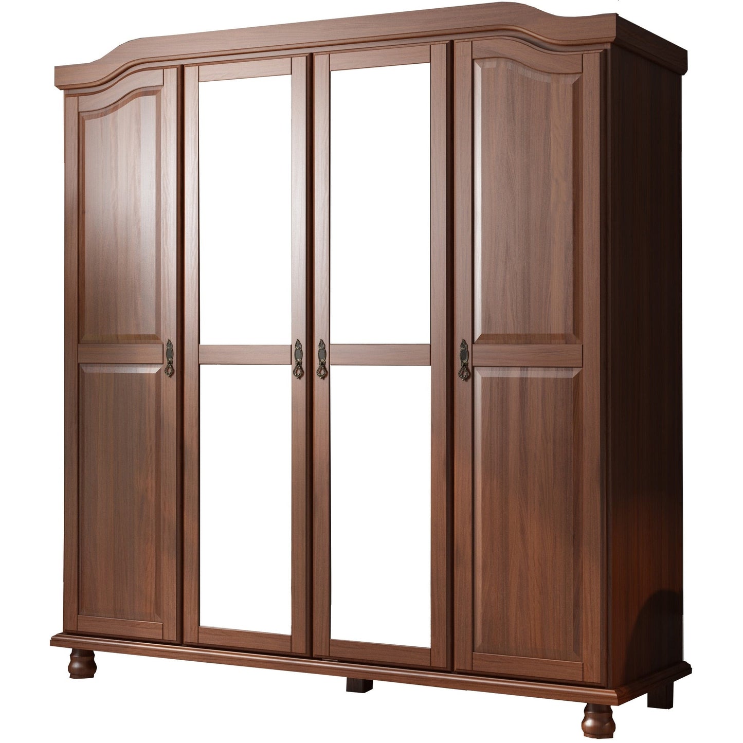 Palace Imports Armoire Kyle 4 portes en bois massif avec portes en bois massif ou en miroir