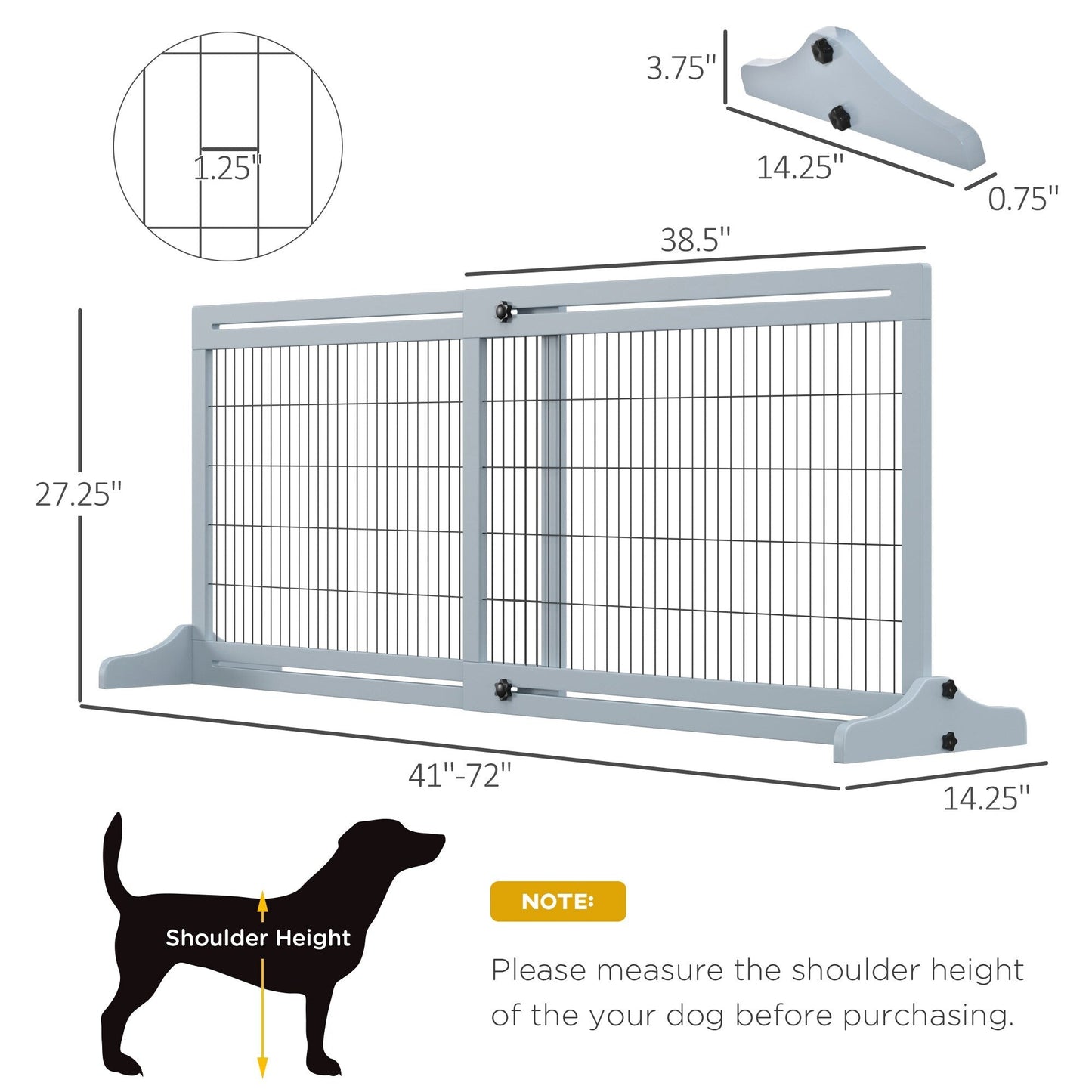 PawHut Barrière pour animaux de compagnie extra large, autoportante, avec longueur réglable, petite barrière pour chien et bébé pour maison, porte, couloir, grise